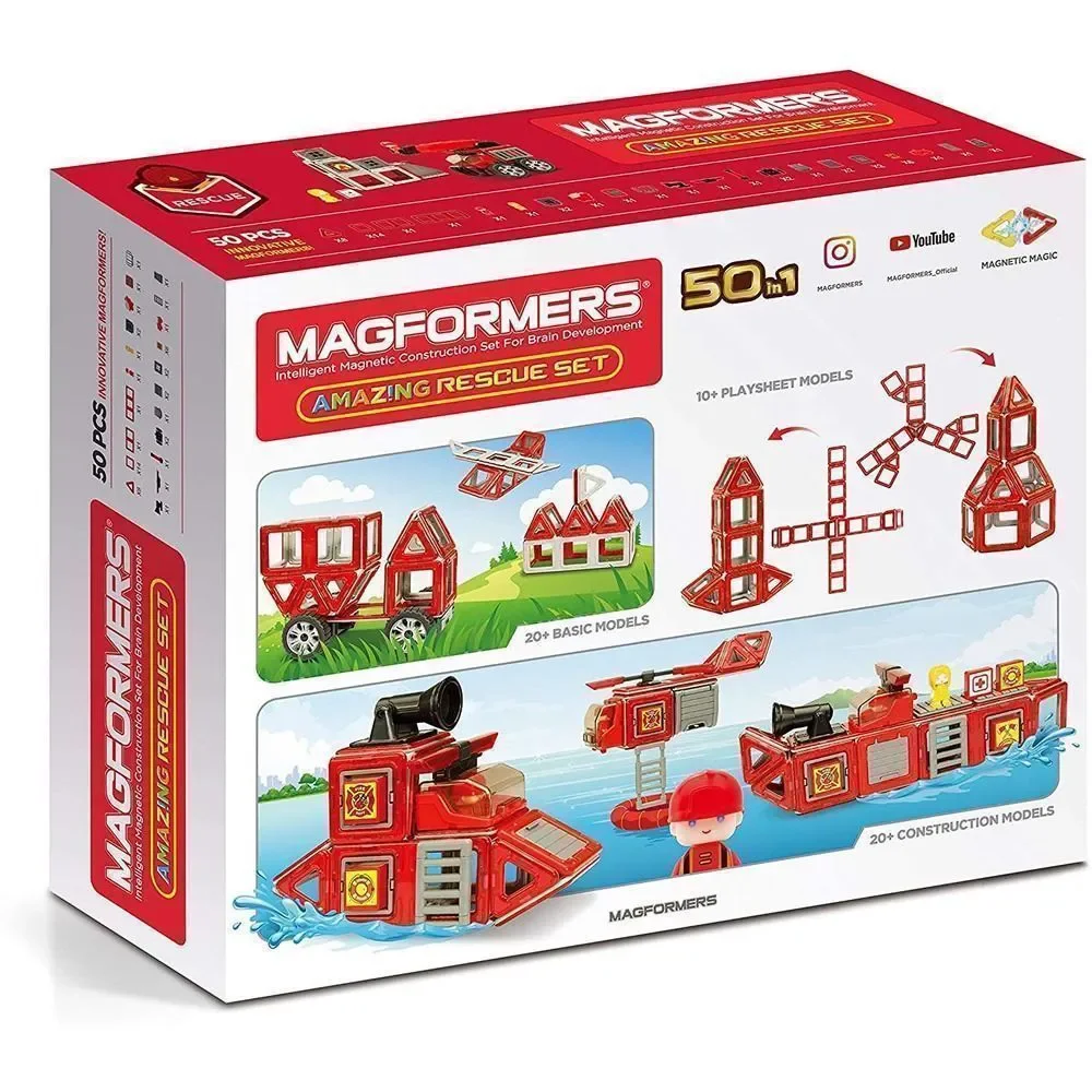 Magformers Amazing Rescue  Educational Magnetic Tiles Building STEM Toy Set
